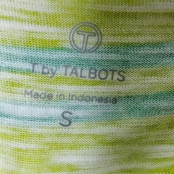 T By Talbots Kiwi Stripe Cross Back Top Womens Size S Lightweight - Picture 5 of 5